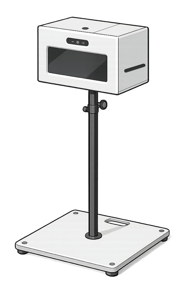 Fotoautomaten placerad på stativet